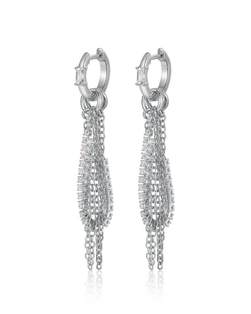 Front of a size O/S The Rossi Chain Huggies in Silver in Silver by LUV AJ. | dia_product_style_image_id:351943